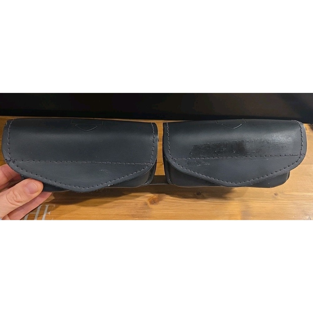 Harley Davidson Black Cowhide Leather Clip On Side Saddle Bags